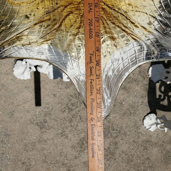 Large Centerpiece Statement Piece Amber Gold and Clear Glass - Picture 9 of 16